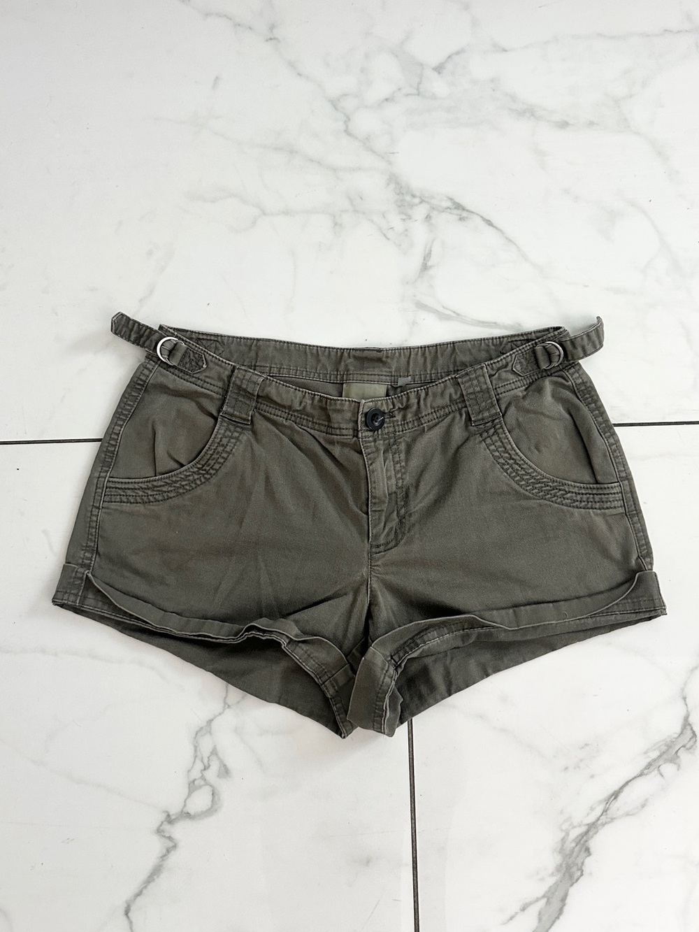 Athleta Olive Green High-Waist Utility Shorts